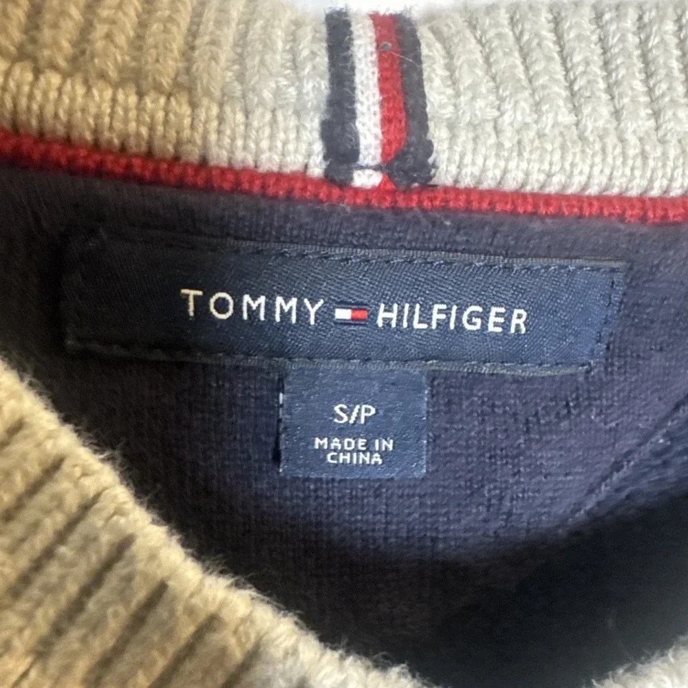 Tommy Hilfiger Men's Small‎ Navy Logo Sweater TH Flag Crewneck Cotton Wool